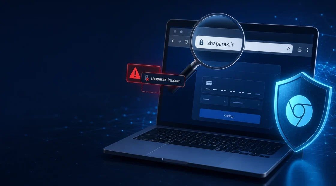 تشخیص فیشینگ درگاه بانکی با بررسی دامنه shaparak.ir در کروم