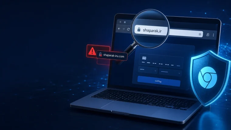 تشخیص فیشینگ درگاه بانکی با بررسی دامنه shaparak.ir در کروم