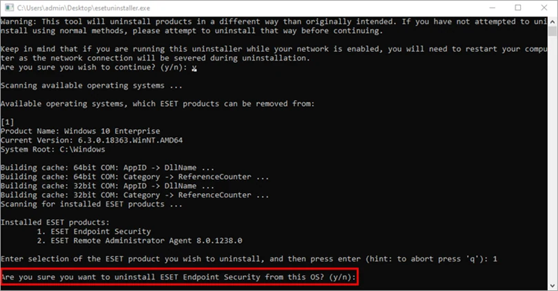 تأیید نهایی حذف نود 32 با ESET Uninstaller
