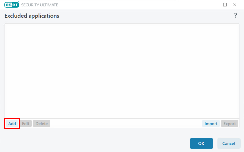 افزودن برنامه به فهرست Excluded applications در ESET