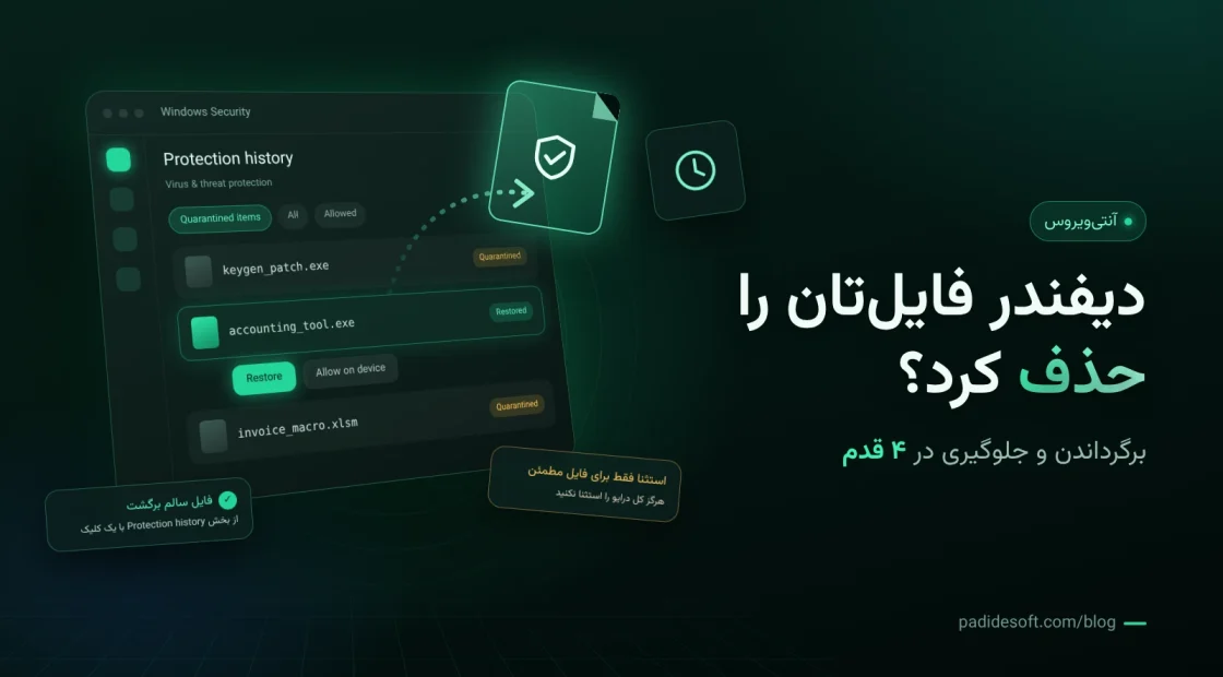 حذف فایل توسط ویندوز دیفندر و برگرداندن فایل از Protection history