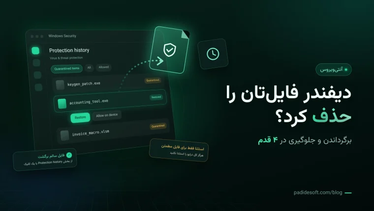 حذف فایل توسط ویندوز دیفندر و برگرداندن فایل از Protection history
